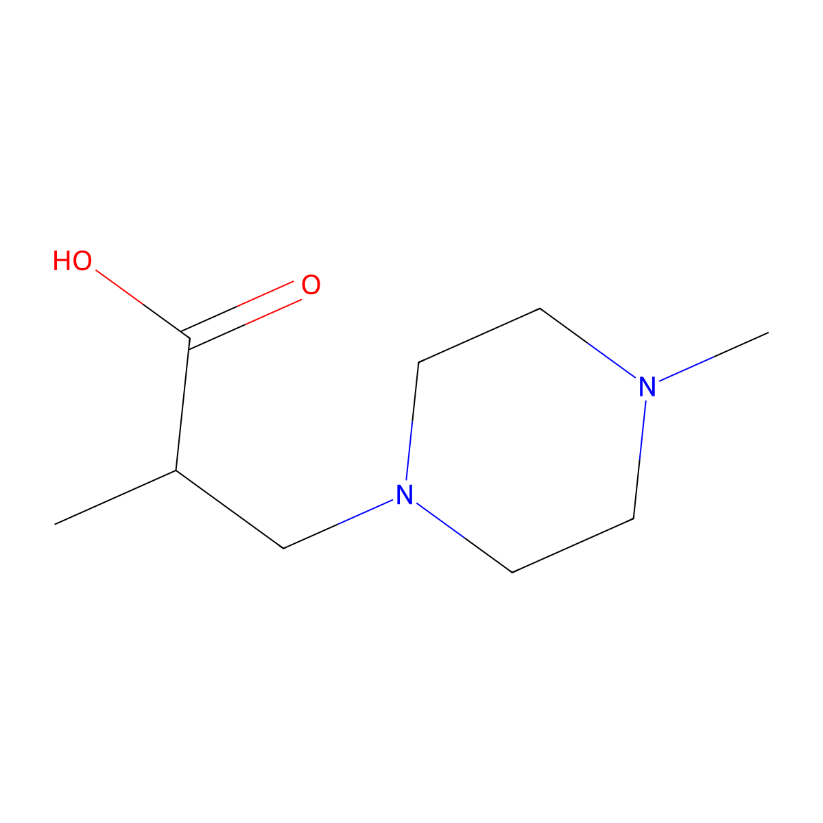 2-Methyl-3-(4-methylpiperazin-1-yl)propanoic acid molecular structure, CAS 1048916-96-6