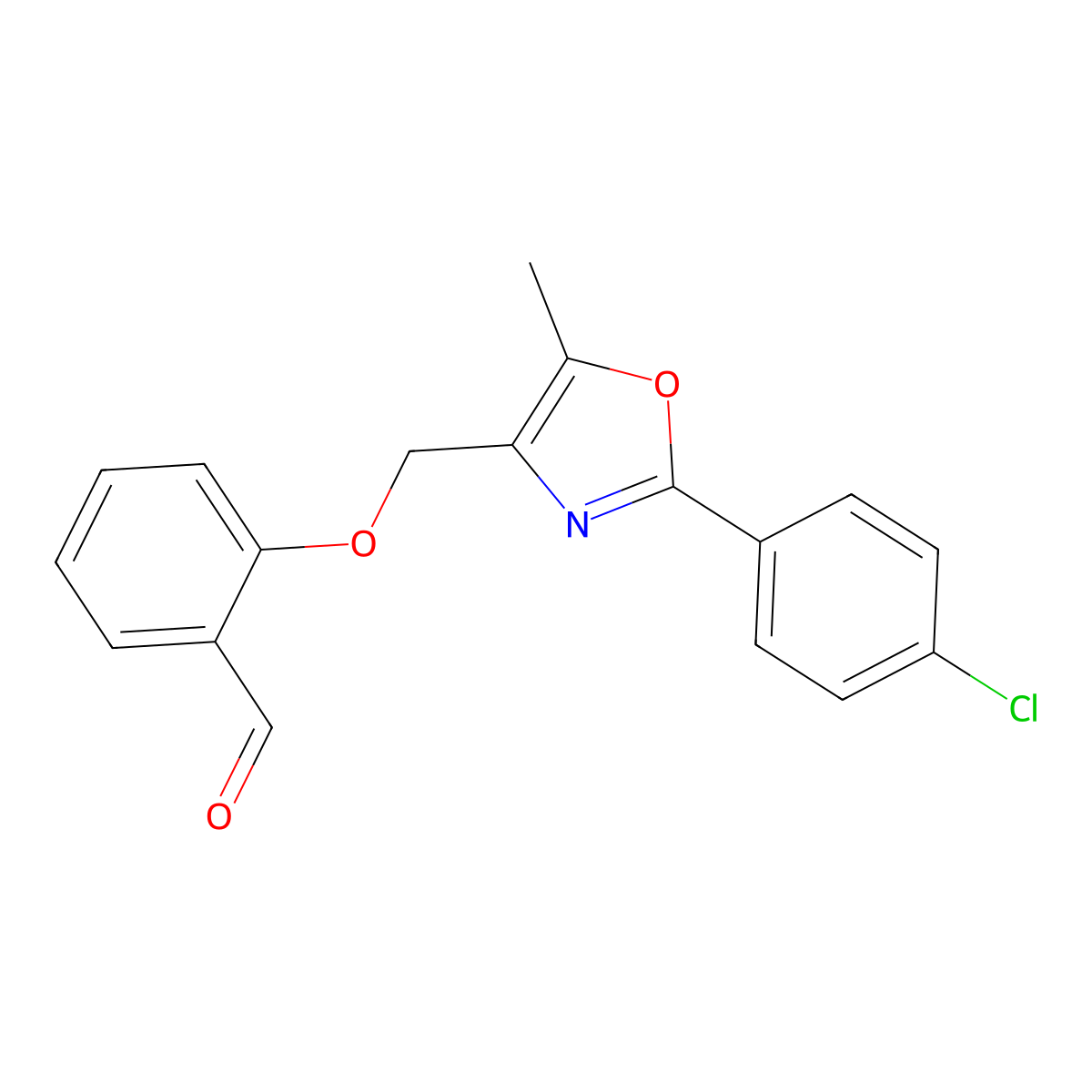 2-{[2-(4-Chlorophenyl)-5-methyl-1,3-oxazol-4-yl]-methoxy}benzaldehyde molecular structure, CAS 1048917-33-4