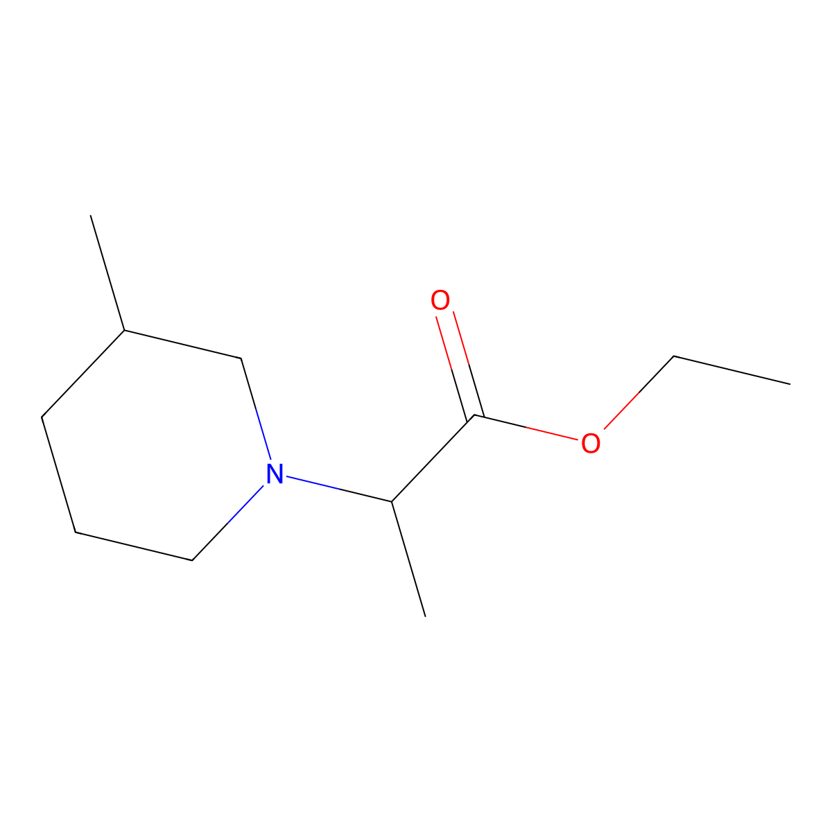 Ethyl 2-(3-methylpiperidin-1-yl)propanoate molecular structure, CAS 1048917-49-2