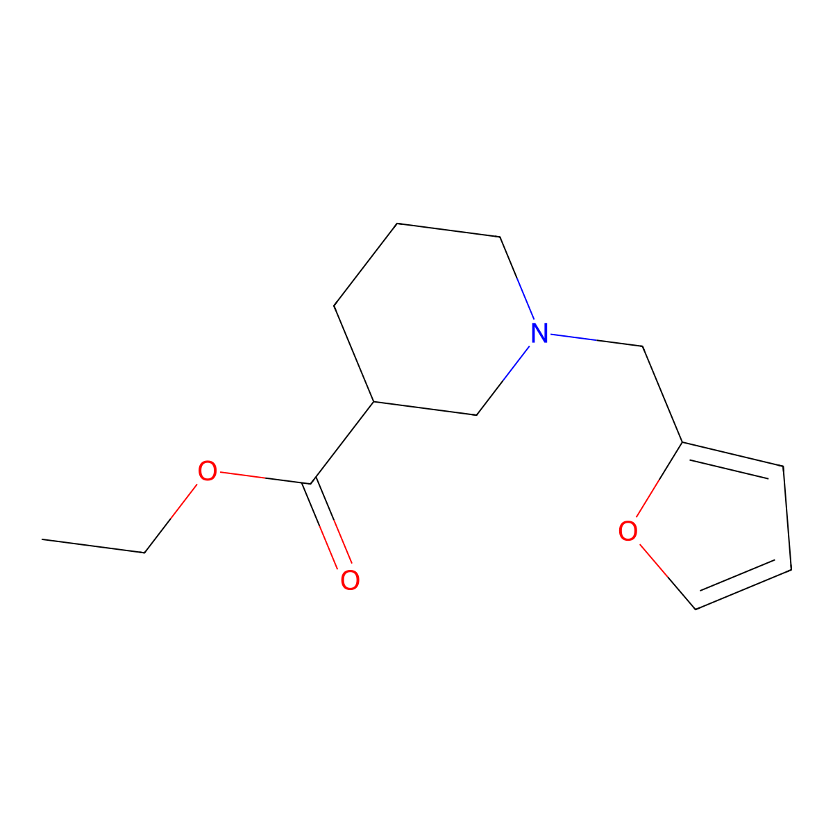Ethyl 1-(2-furylmethyl)piperidine-3-carboxylate molecular structure, CAS 1048917-57-2