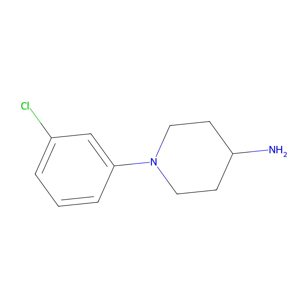 1-(3-Chloro-phenyl)-piperidin-4-ylamine molecular structure, CAS 1048920-62-2