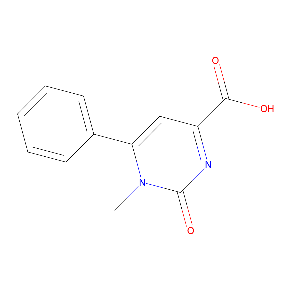 1-Methyl-2-oxo-6-phenyl-1,2-dihydropyrimidine-4-carboxylic acid molecular structure, CAS 1048922-47-9
