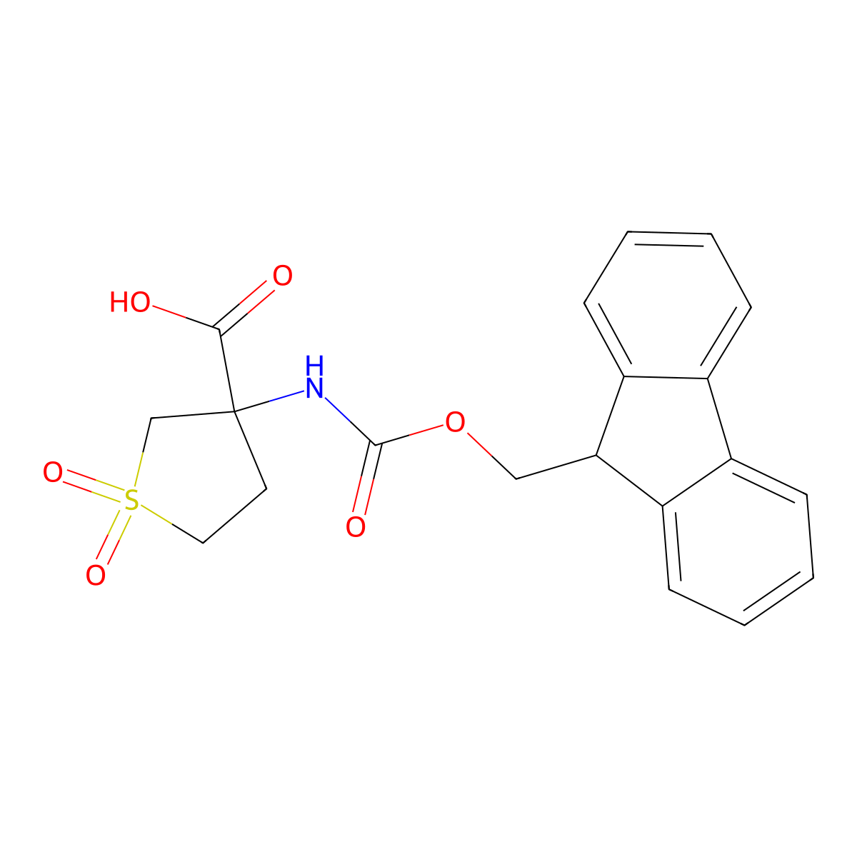 3-({[(9H-fluoren-9-yl)methoxy]carbonyl}amino)-1,1-dioxo-1lambda6-thiolane-3-carboxylic acid molecular structure, CAS 1048922-61-7