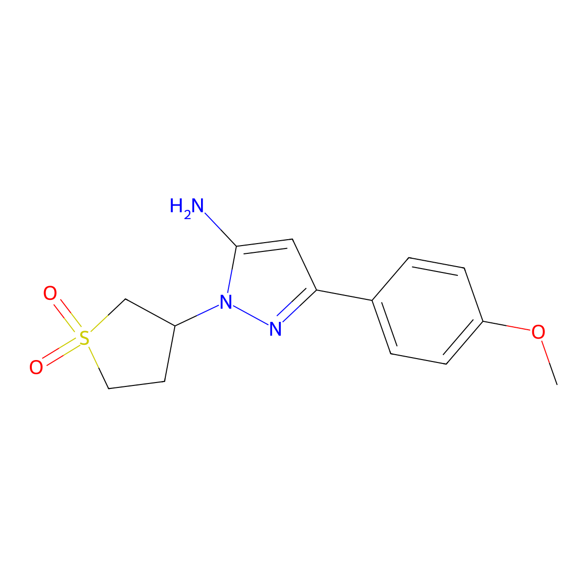 1-(1,1-dioxidotetrahydrothiophen-3-yl)-3-(4-methoxyphenyl)-1H-pyrazol-5-amine molecular structure, CAS 1048925-32-1