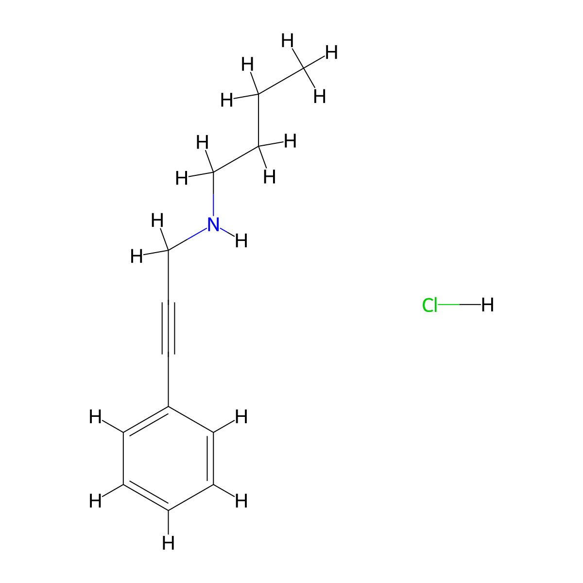 N-Butyl-3-phenyl-2-propyn-1-amine hydrochloride molecular structure, CAS 1048947-48-3