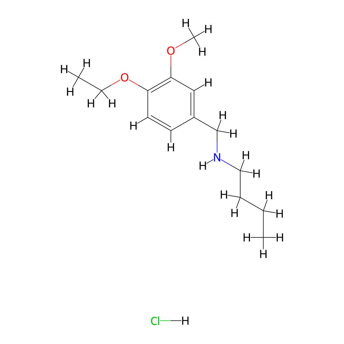 N-[(4-ethoxy-3-methoxyphenyl)methyl]butan-1-amine;hydrochloride molecular structure, CAS 1048947-49-4