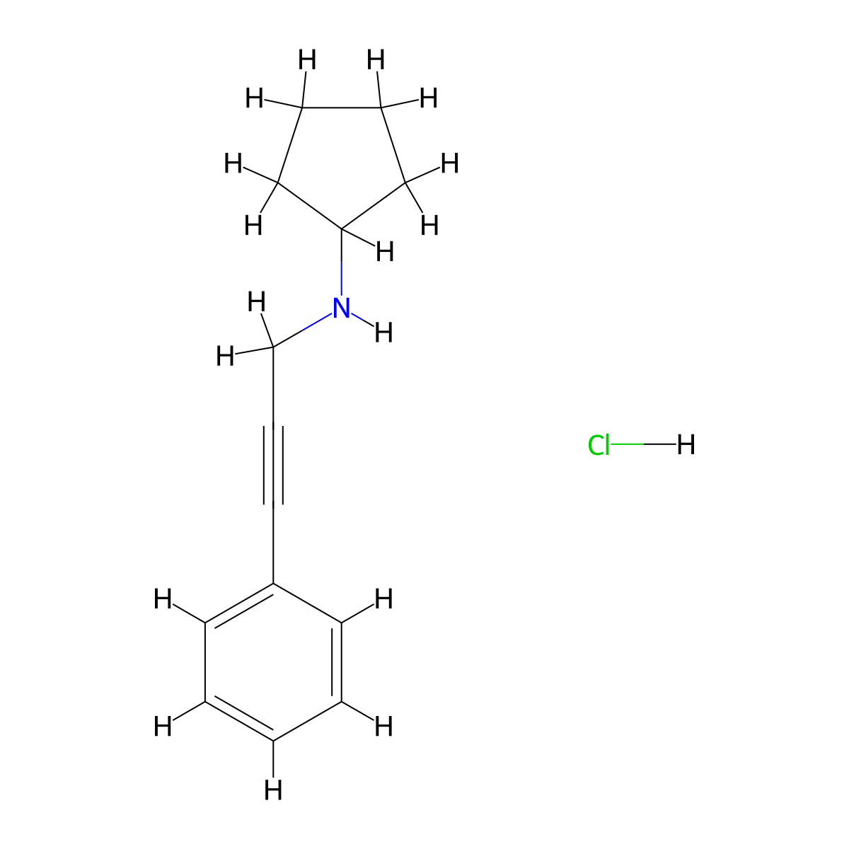 N-(3-Phenyl-2-propyn-1-yl)cyclopentanamine hydrochloride molecular structure, CAS 1048947-51-8
