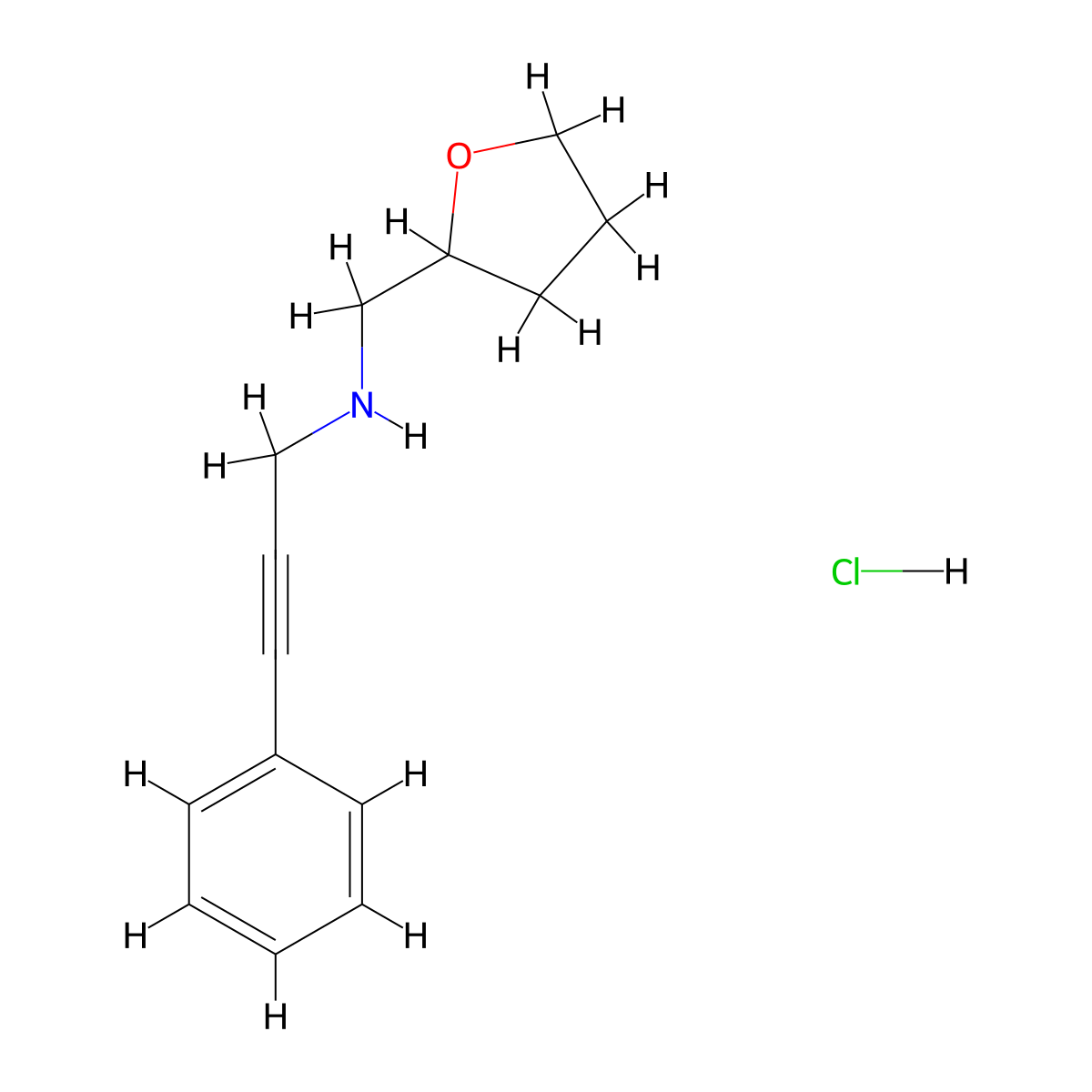 (3-Phenyl-2-propyn-1-yl)(tetrahydro-2-furanylmethyl)amine hydrochloride molecular structure, CAS 1048947-73-4