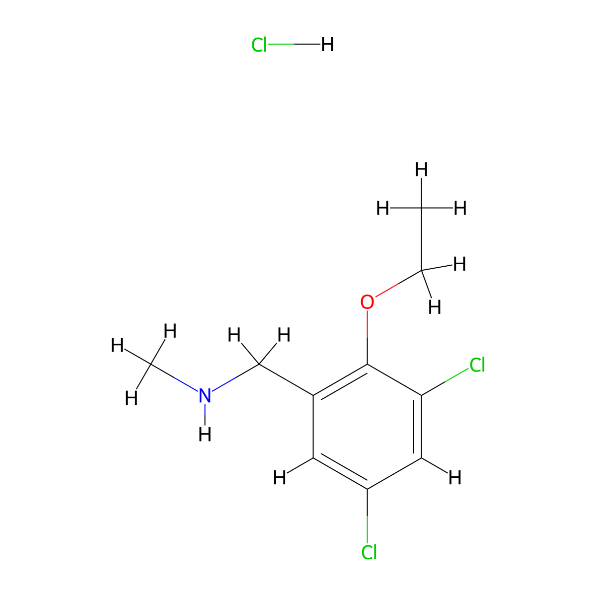 1-(3,5-dichloro-2-ethoxyphenyl)-N-methylmethanamine;hydrochloride molecular structure, CAS 1048947-98-3