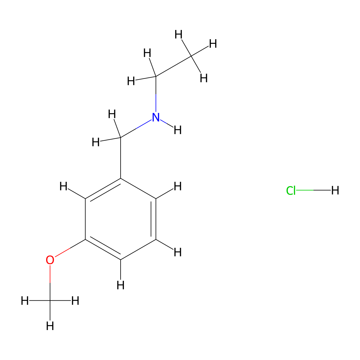 N-(3-Methoxybenzyl)ethanamine hydrochloride molecular structure, CAS 1048948-04-4