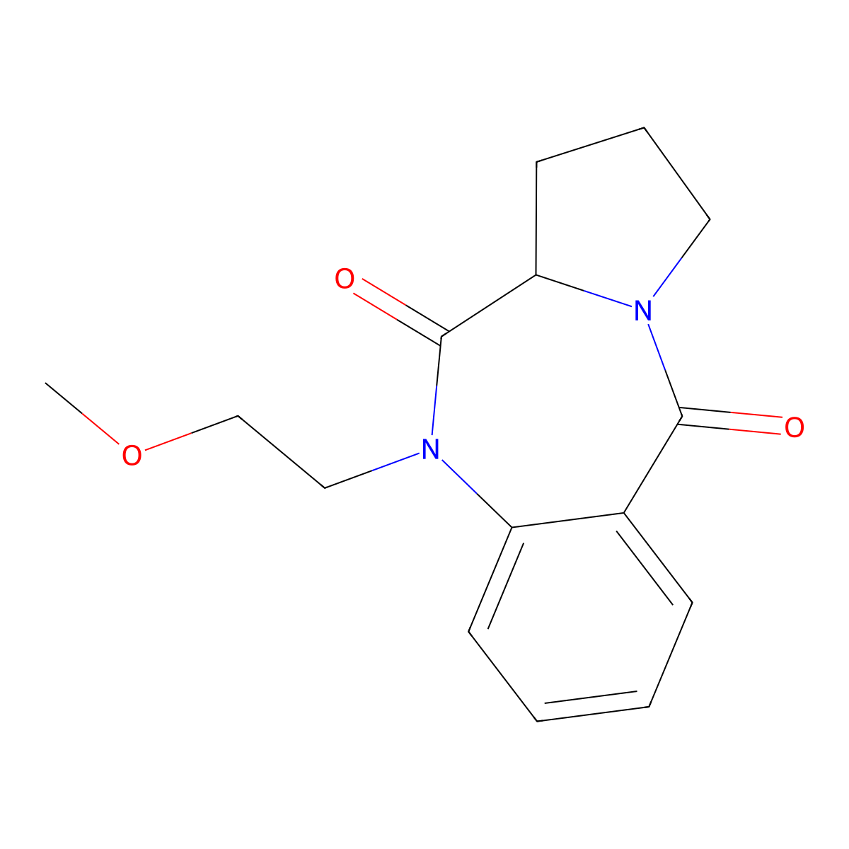 10-(2-methoxyethyl)-2,3-dihydro-1H-pyrrolo[2,1-c][1,4]benzodiazepine-5,11(10H,11aH)-dione molecular structure, CAS 1048957-24-9