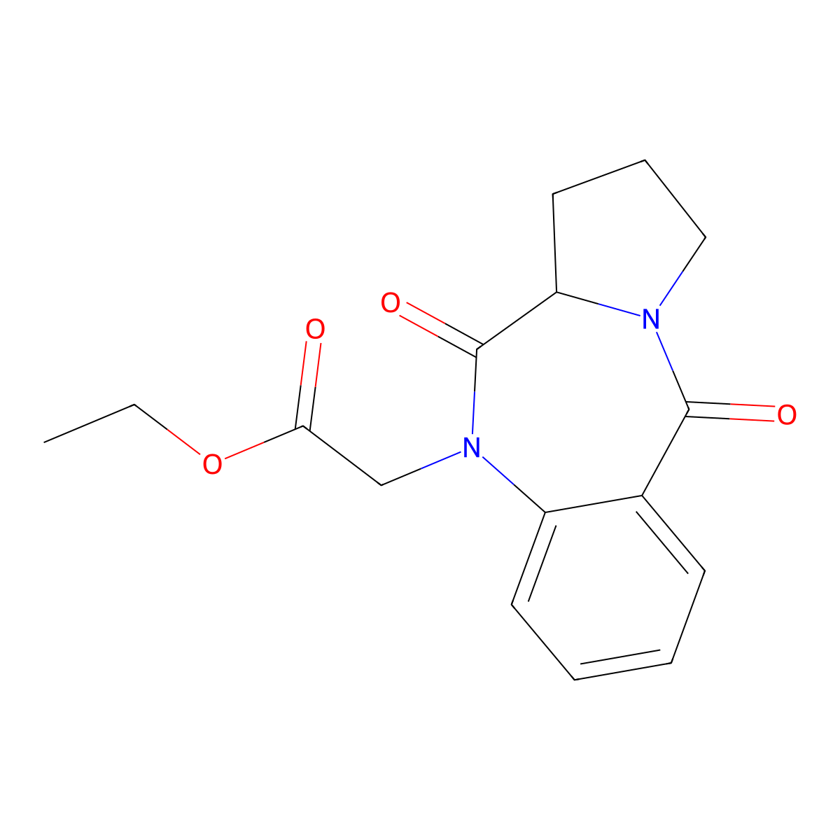 ethyl (5,11-dioxo-2,3,11,11a-tetrahydro-1H-pyrrolo[2,1-c][1,4]benzodiazepin-10(5H)-yl)acetate molecular structure, CAS 1048957-25-0