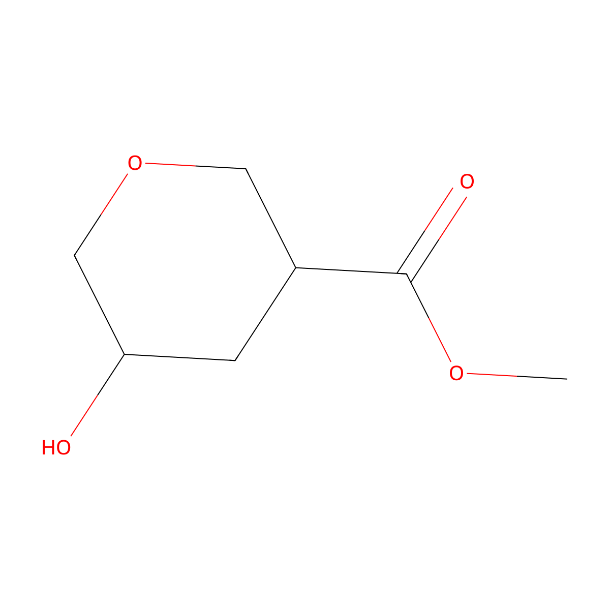 trans-methyl 5-hydroxytetrahydro-2H-pyran-3-carboxylate molecular structure, CAS 1048962-94-2