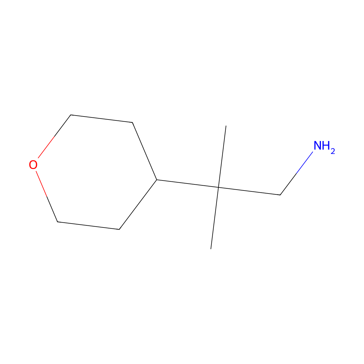 2-Methyl-2-(oxan-4-yl)propan-1-amine molecular structure, CAS 1048963-31-0