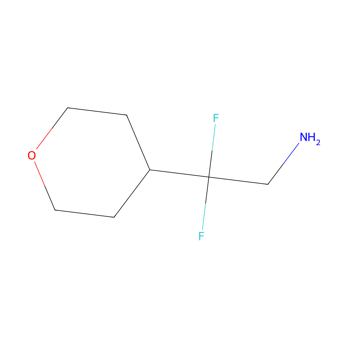 2,2-Difluoro-2-(oxan-4-yl)ethan-1-amine molecular structure, CAS 1048963-32-1