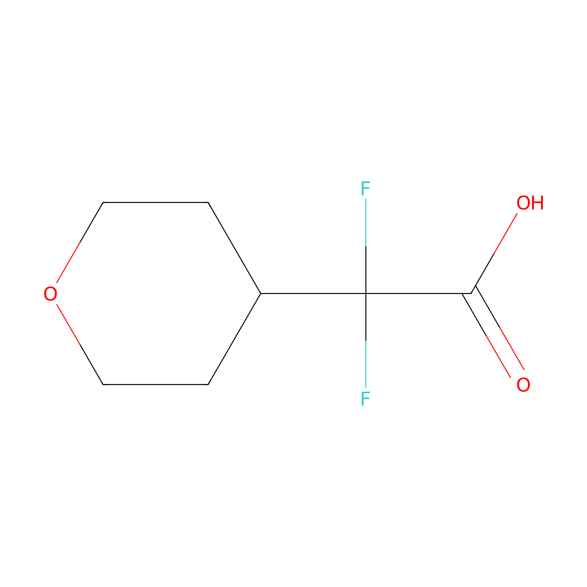 2,2-Difluoro-2-(oxan-4-yl)acetic acid molecular structure, CAS 1048963-34-3