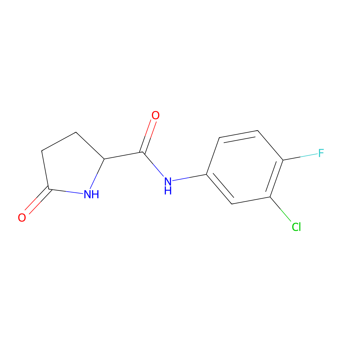 N-(3-chloro-4-fluorophenyl)-5-oxoprolinamide molecular structure, CAS 1048971-76-1