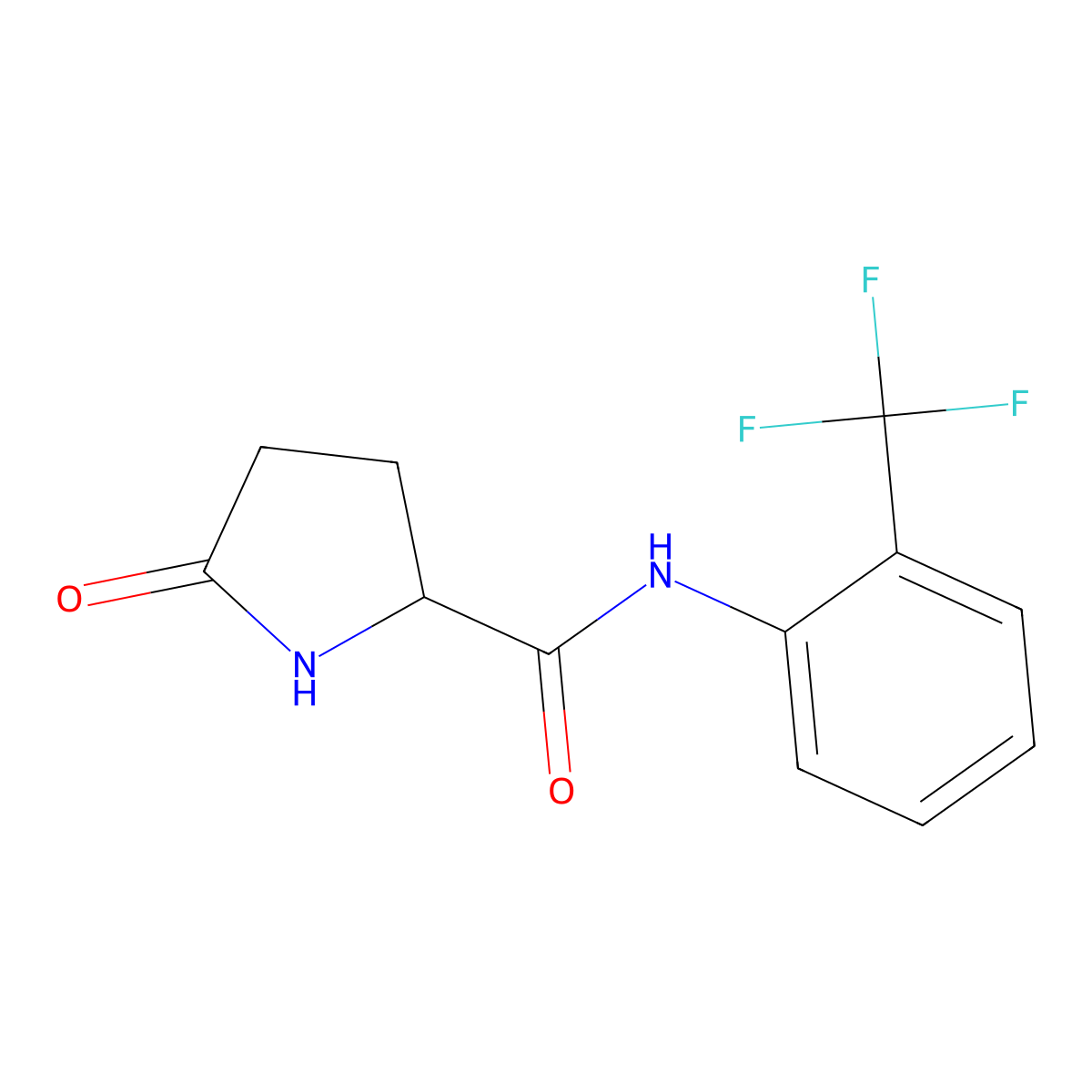 5-oxo-N-[2-(trifluoromethyl)phenyl]prolinamide molecular structure, CAS 1048971-78-3