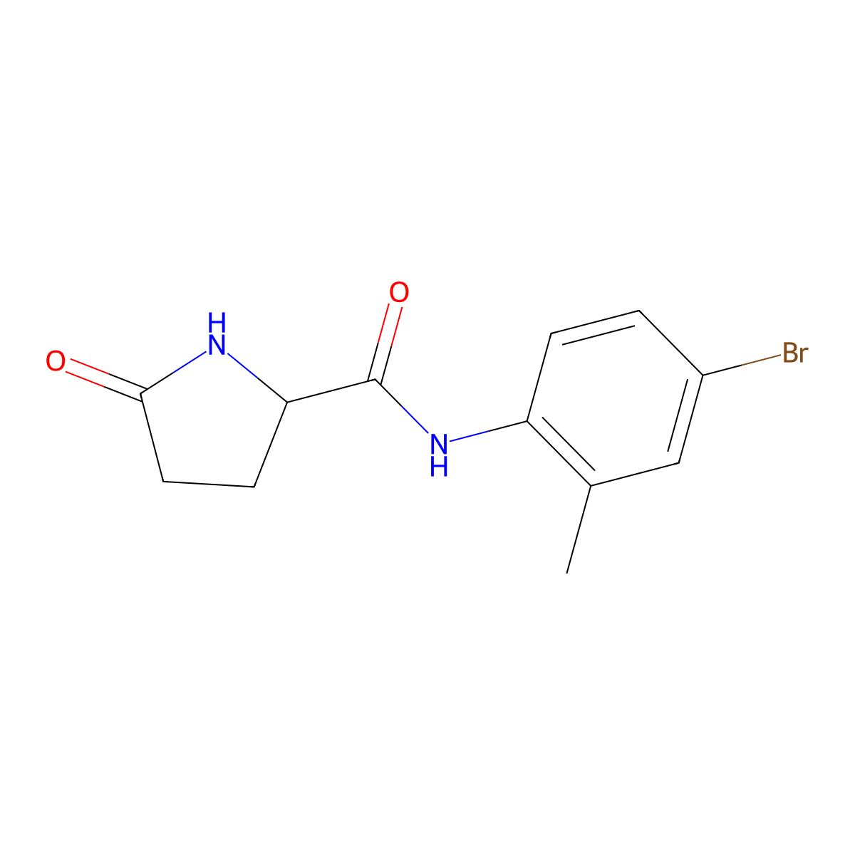 N-(4-bromo-2-methylphenyl)-5-oxoprolinamide molecular structure, CAS 1048971-80-7