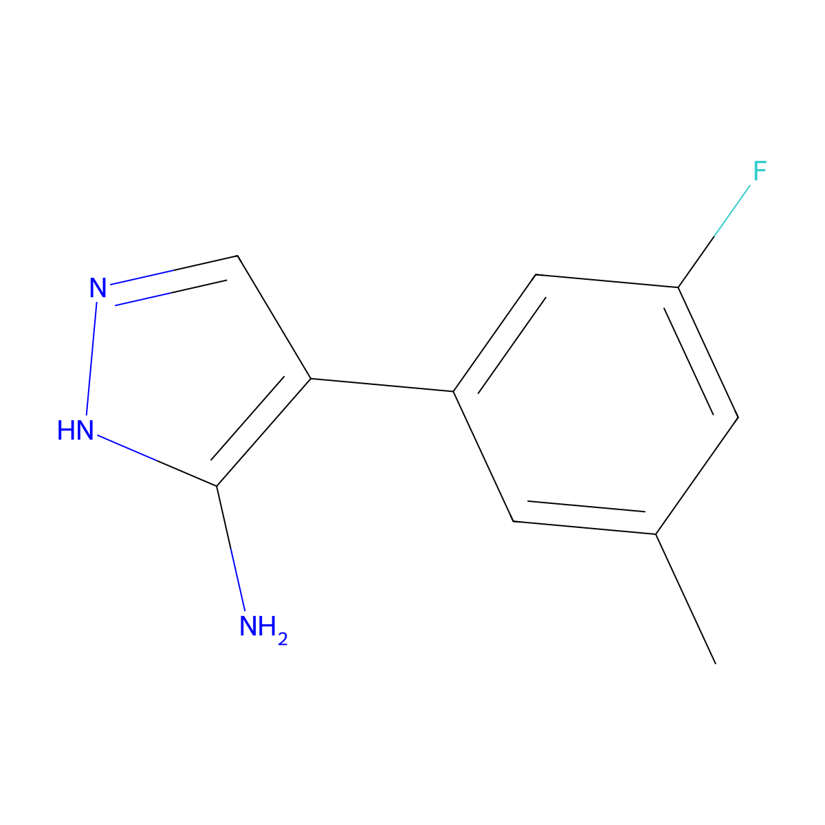 4-(3-fluoro-5-methylphenyl)-1H-pyrazol-3-amine molecular structure, CAS 1048971-90-9