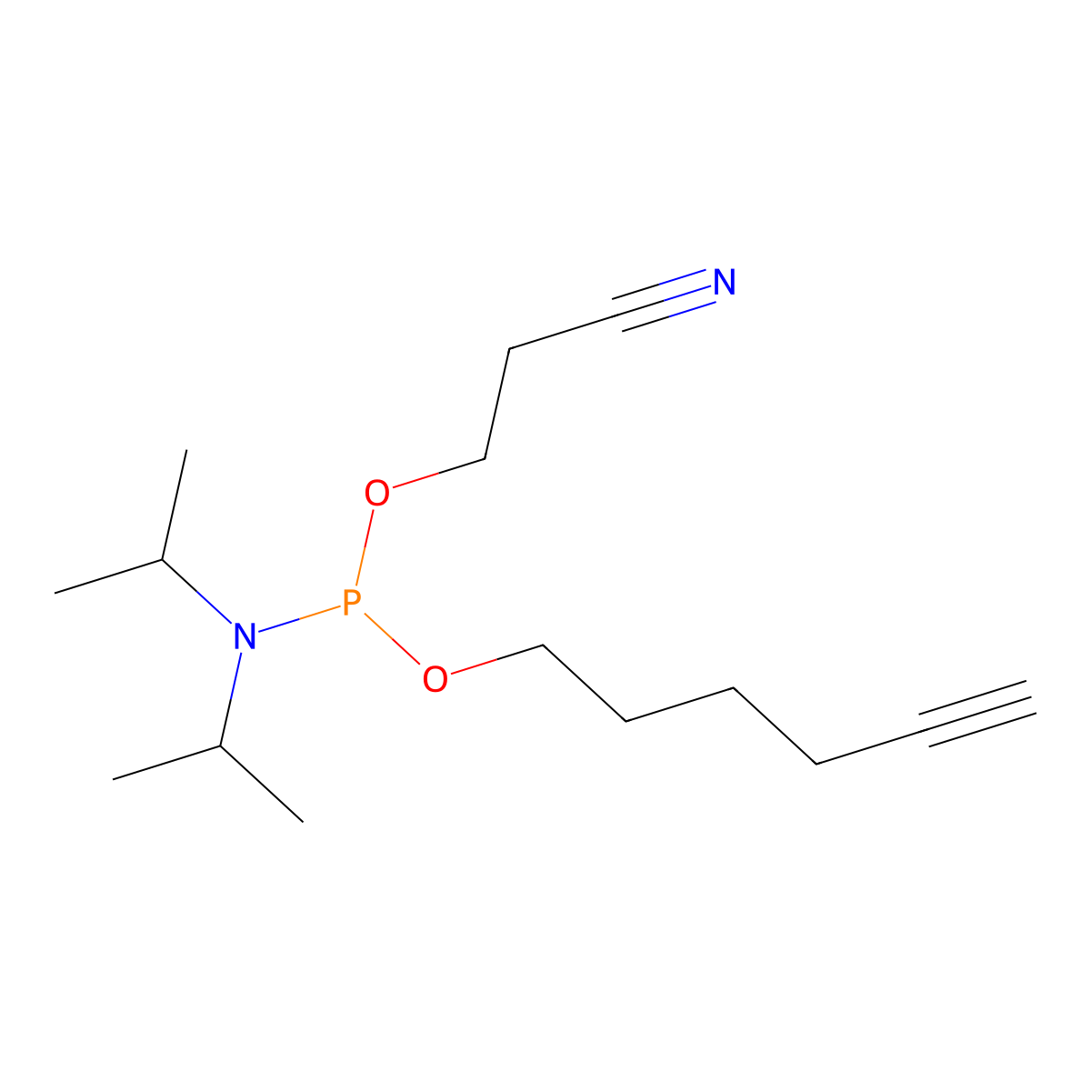 2-Cyanoethyl Hex-5-yn-1-yl Diisopropylphosphoramidite molecular structure, CAS 1048985-37-0