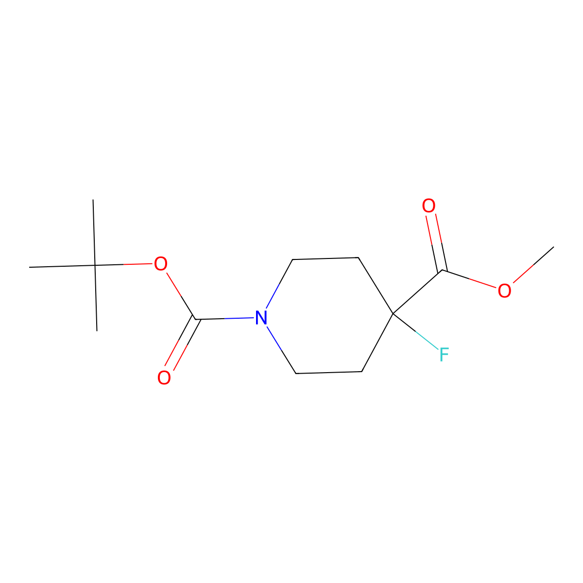 1-Tert-butyl 4-methyl 4-fluoropiperidine-1,4-dicarboxylate molecular structure, CAS 1048994-21-3