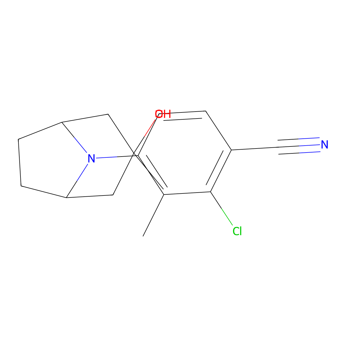 2-Chloro-4-(3-hydroxy-3-methyl-8-azabicyclo(3.2.1)oct-8-yl)-3-methylbenzonitrile molecular structure, CAS 1048998-11-3
