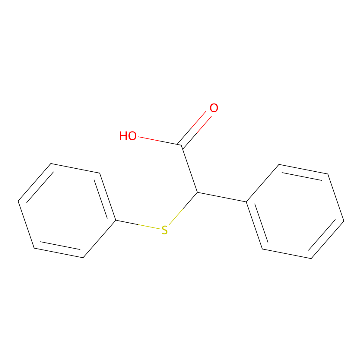 2-Phenyl-2-(phenylsulfanyl)acetic acid molecular structure, CAS 10490-07-0