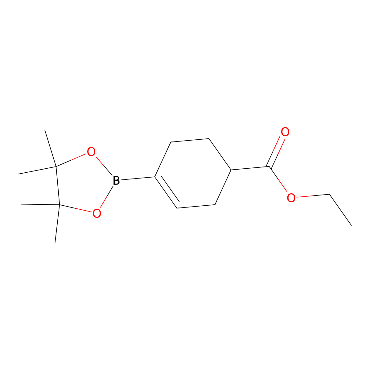 4-(4,4,5,5-Tetramethyl-(1,3,2)dioxaborolan-2-yl)cyclohex-3-ene-1-carboxylic acid ethyl ester molecular structure, CAS 1049004-32-1
