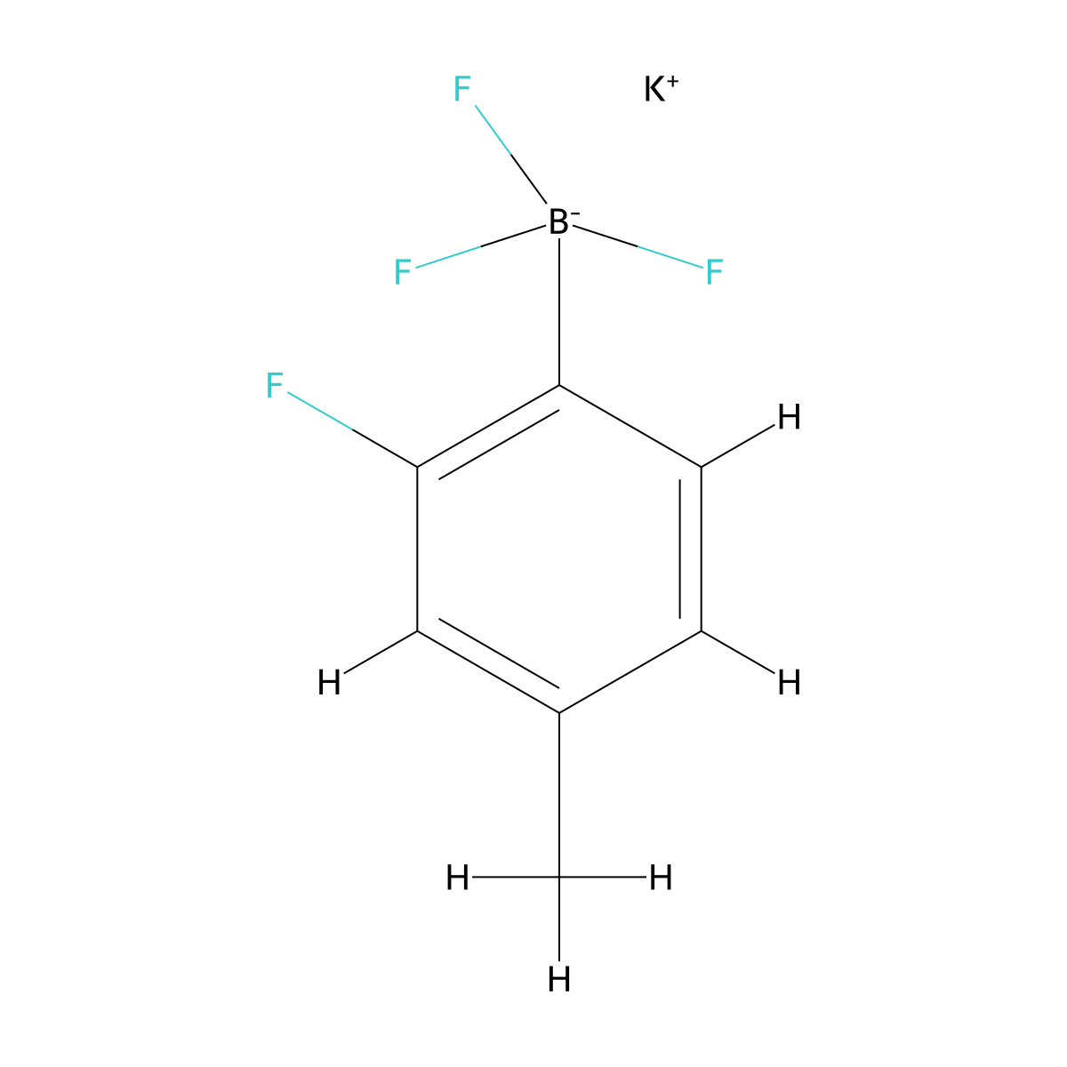 Potassium trifluoro(2-fluoro-4-methylphenyl)boranuide molecular structure, CAS 1049005-02-8