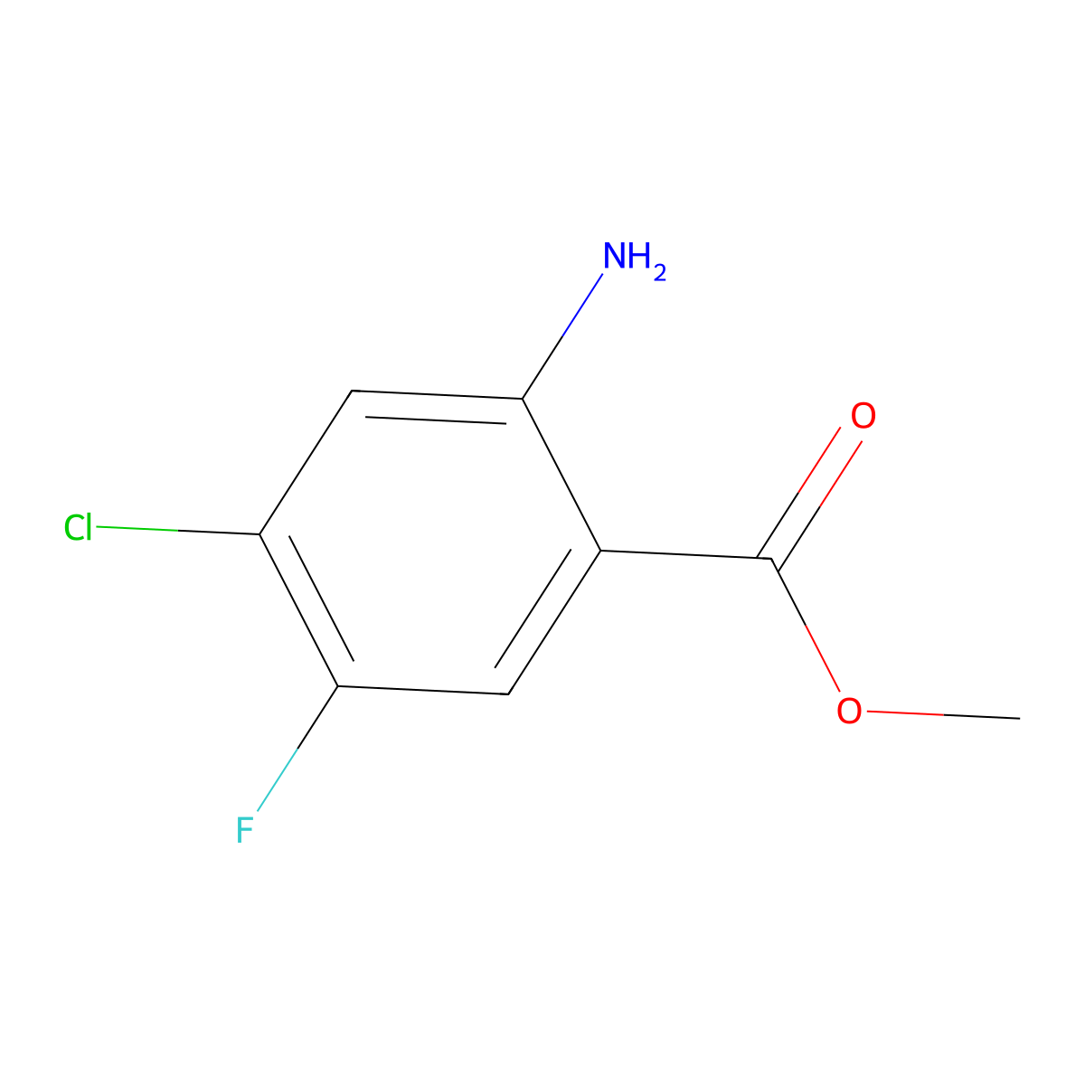 Methyl 2-amino-4-chloro-5-fluorobenzoate molecular structure, CAS 104901-79-3