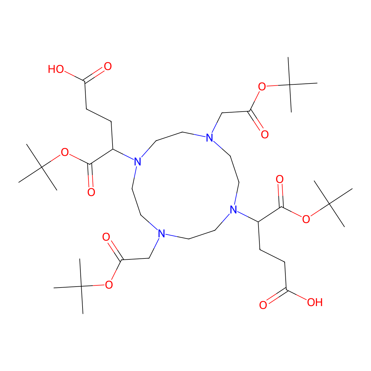 4,4'-(4,10-Bis(2-(tert-butoxy)-2-oxoethyl)-1,4,7,10-tetraazacyclododecane-1,7-diyl)bis(5-(tert-butoxy)-5-oxopentanoic acid) molecular structure, CAS 1049020-11-2