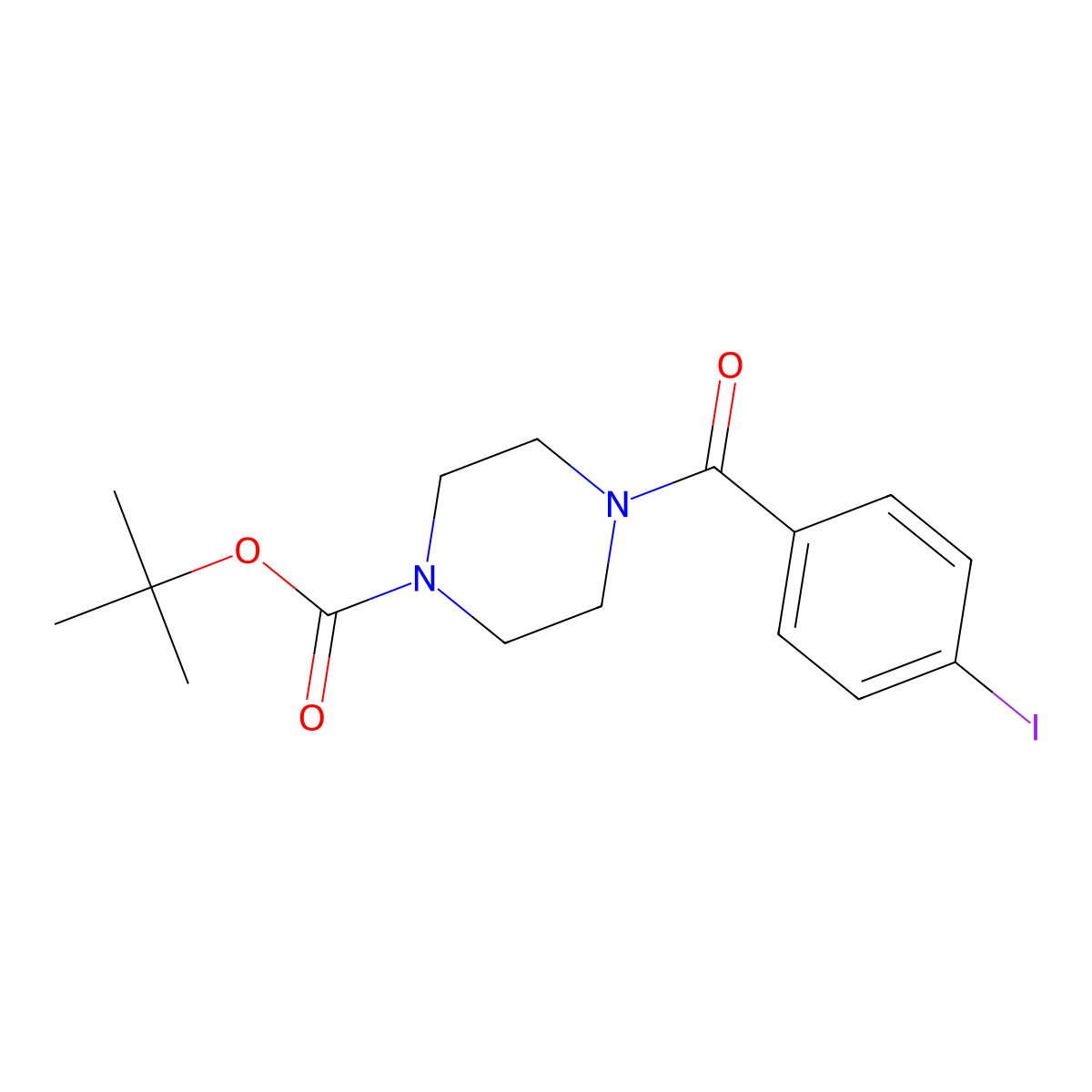 Tert-butyl 4-(4-iodobenzoyl)piperazine-1-carboxylate molecular structure, CAS 1049022-58-3