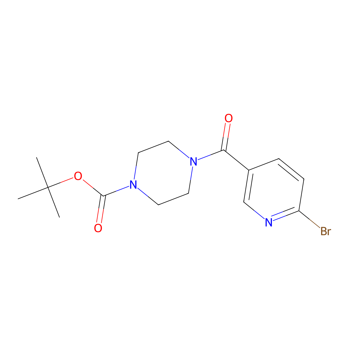 Tert-butyl 4-(6-bromopyridine-3-carbonyl)piperazine-1-carboxylate molecular structure, CAS 1049023-29-1