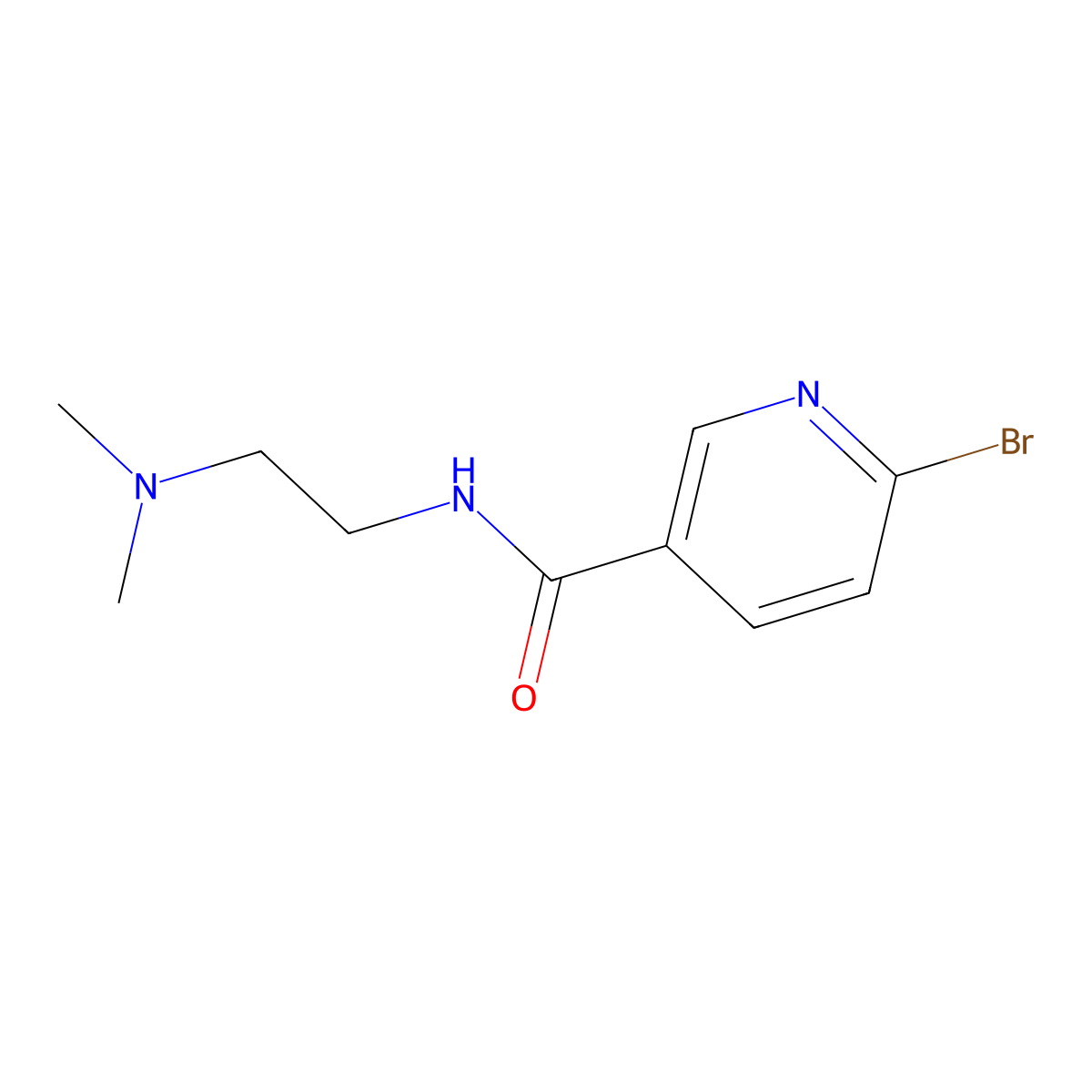 6-bromo-N-(2-(dimethylamino)ethyl)pyridine-3-carboxamide molecular structure, CAS 1049023-32-6