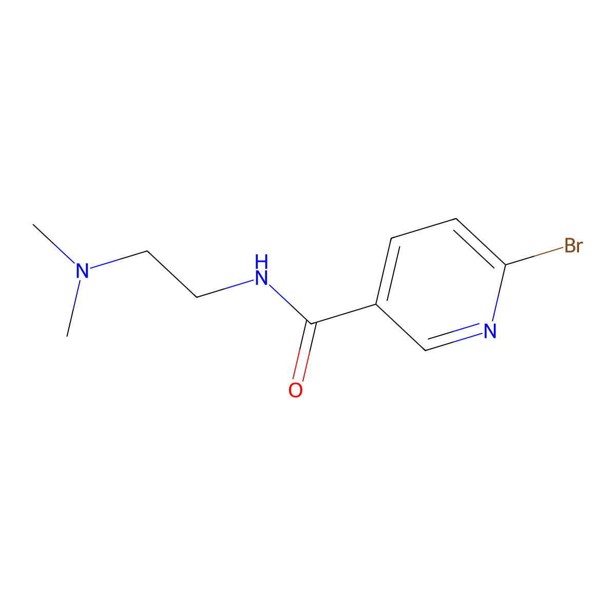 6-bromo-N-(2-(dimethylamino)ethyl)pyridine-3-carboxamide molecular structure, CAS 1049023-32-6