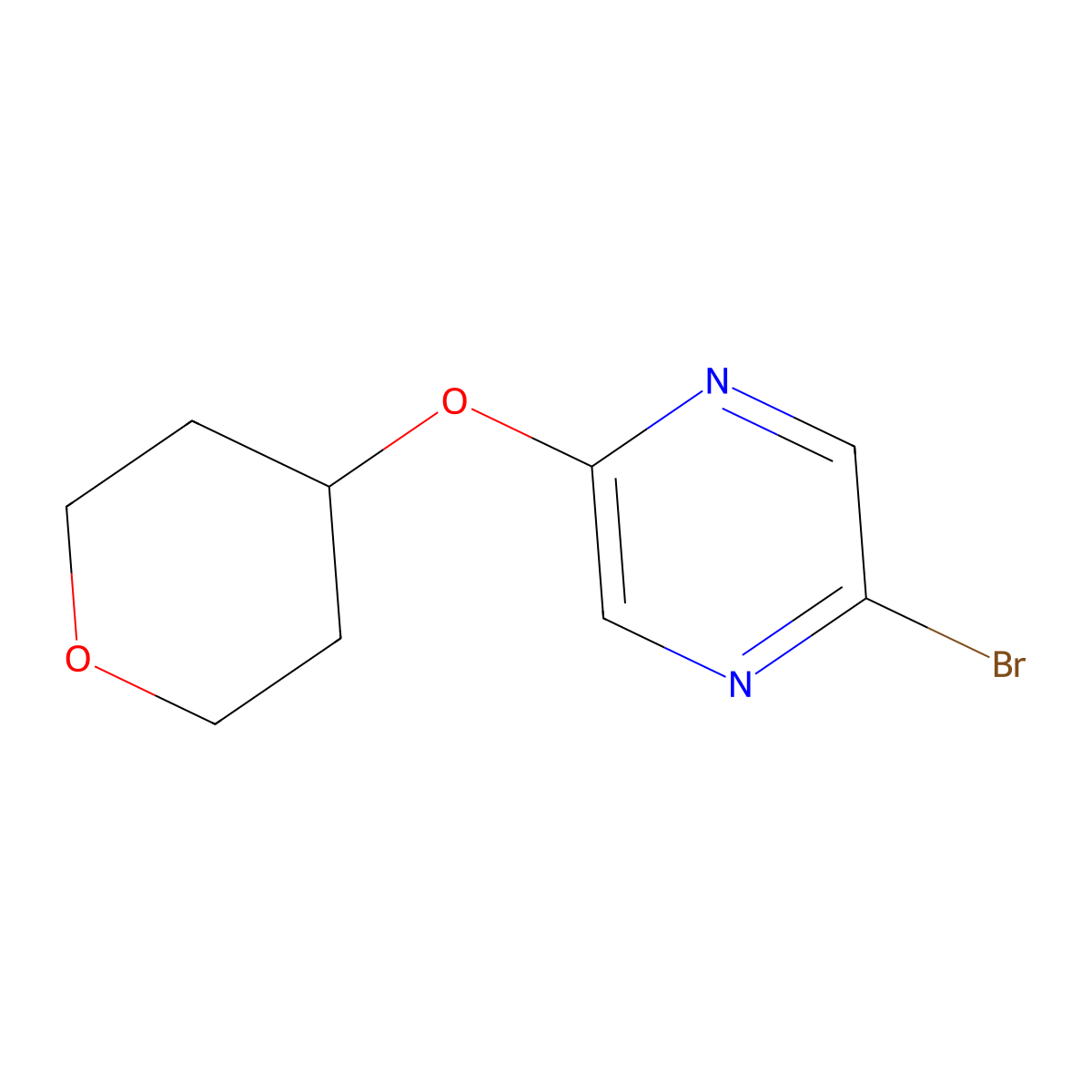 2-Bromo-5-(tetrahydro-pyran-4-yloxy)-pyrazine molecular structure, CAS 1049023-50-8