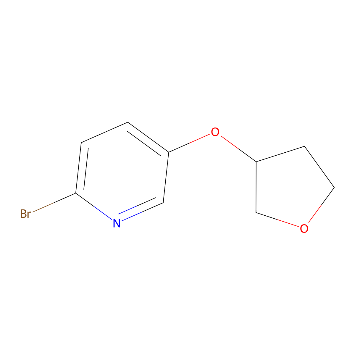 2-Bromo-5-((tetrahydrofuran-3-yl)oxy)pyridine molecular structure, CAS 1049023-84-8