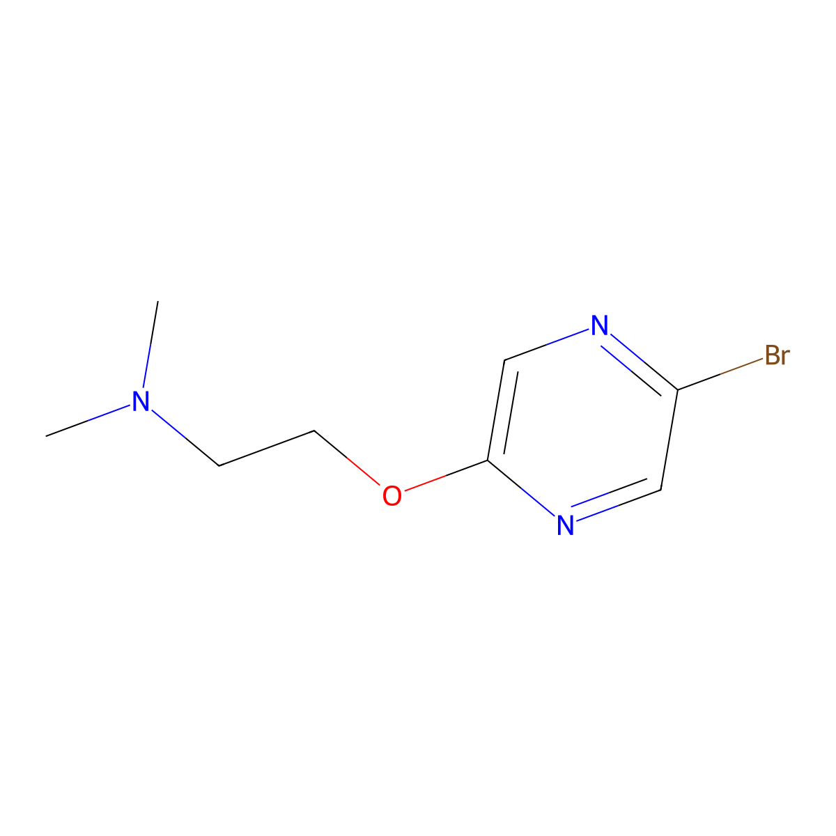 2-((5-Bromopyrazin-2-yl)oxy)-N,N-dimethylethanamine molecular structure, CAS 1049024-78-3