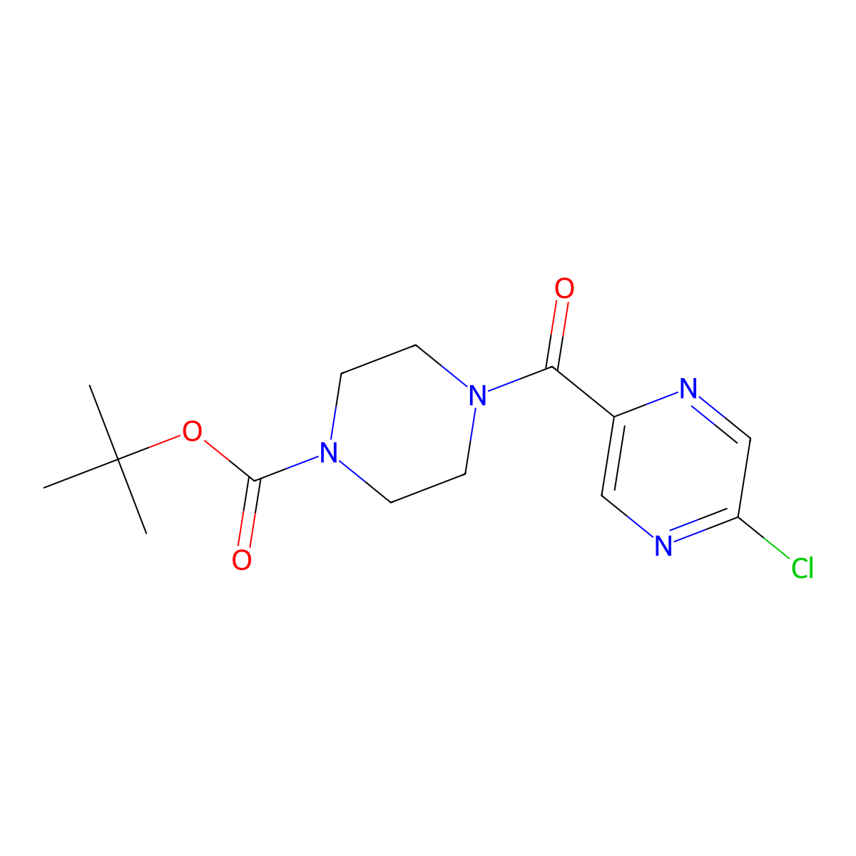 Tert-butyl 4-(5-chloropyrazine-2-carbonyl)piperazine-1-carboxylate molecular structure, CAS 1049025-93-5
