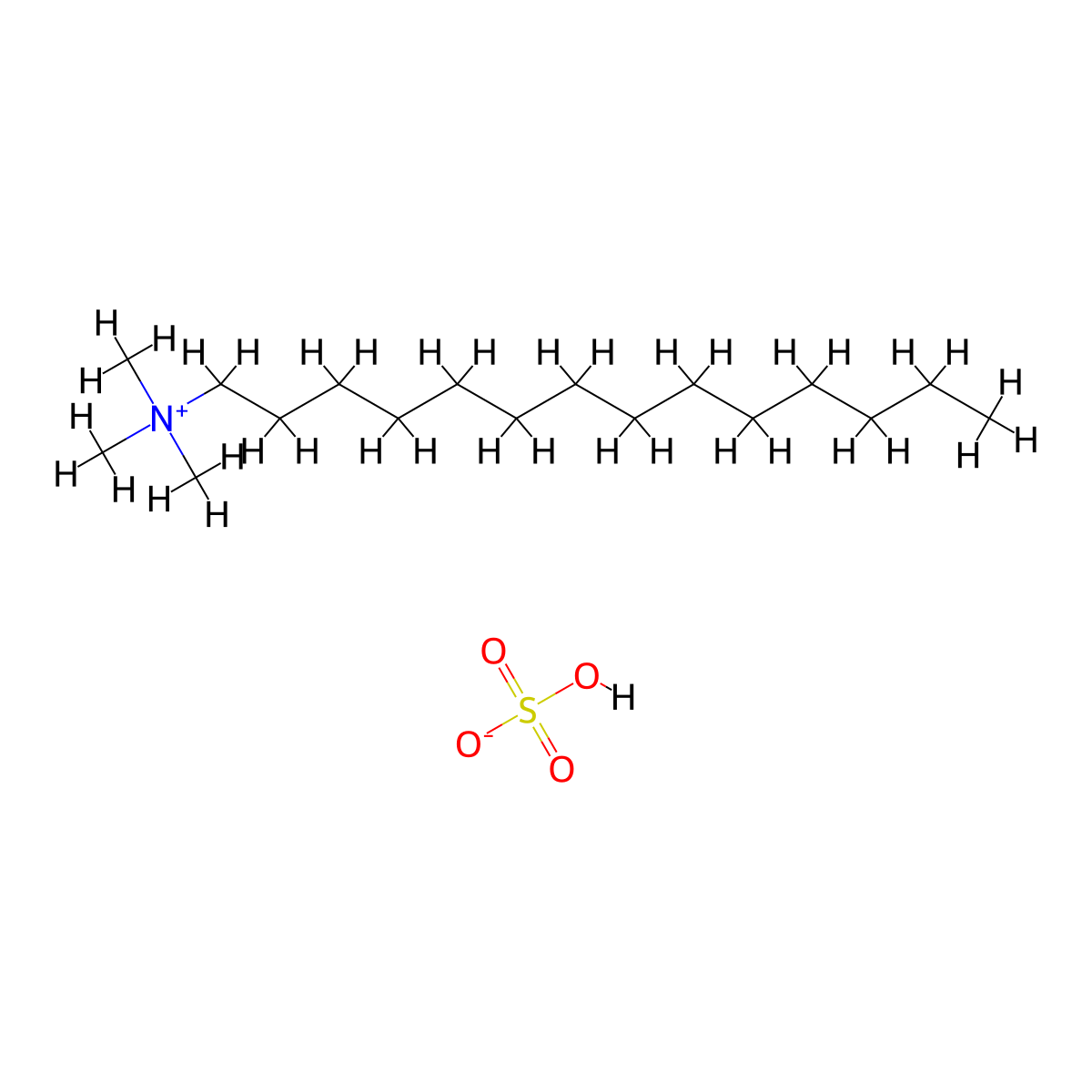 Trimethyltetradecylammonium hydrogen sulfate molecular structure, CAS 104903-23-3