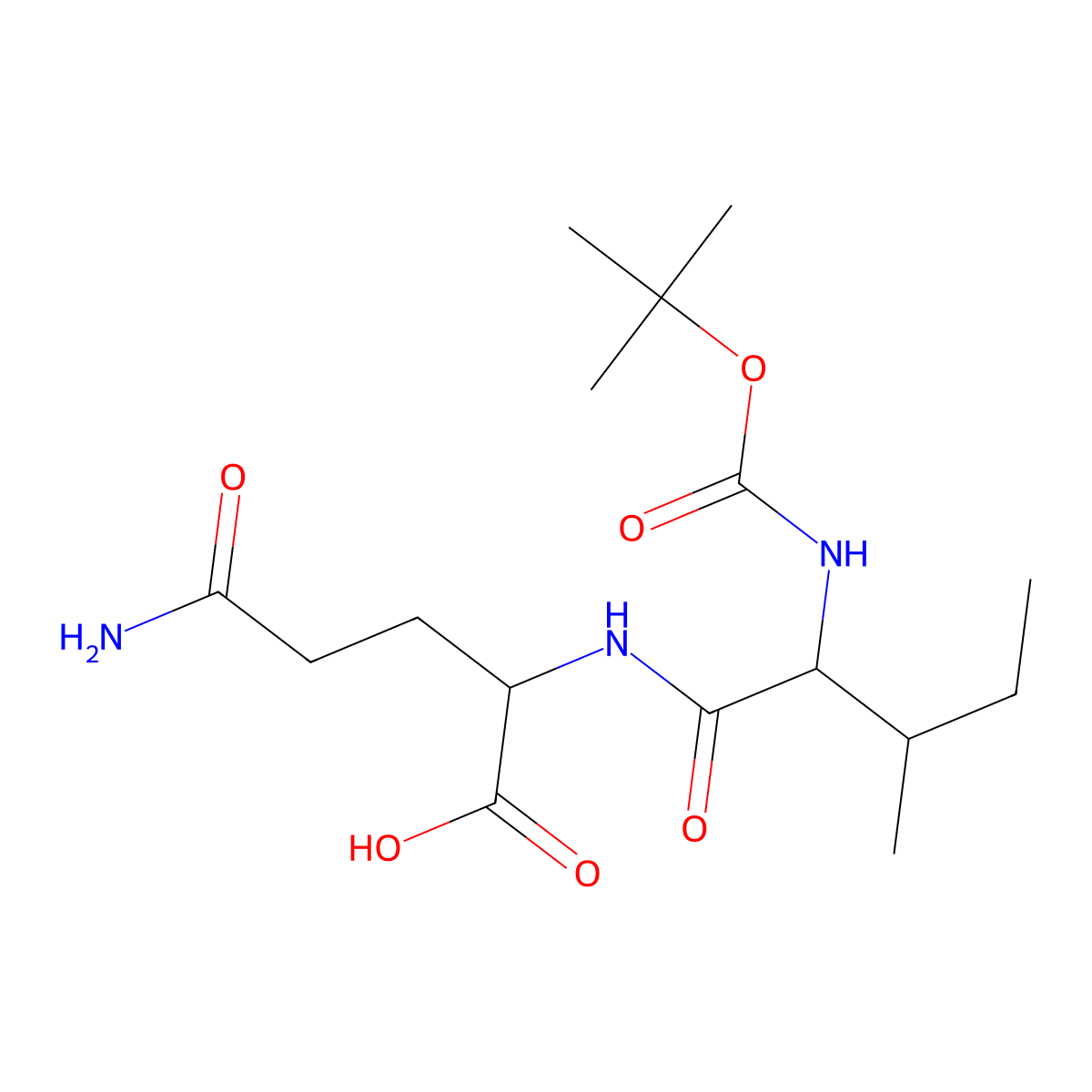 N-(tert-butoxycarbonyl)-L-isoleucyl-L-glutamine molecular structure, CAS 104903-59-5