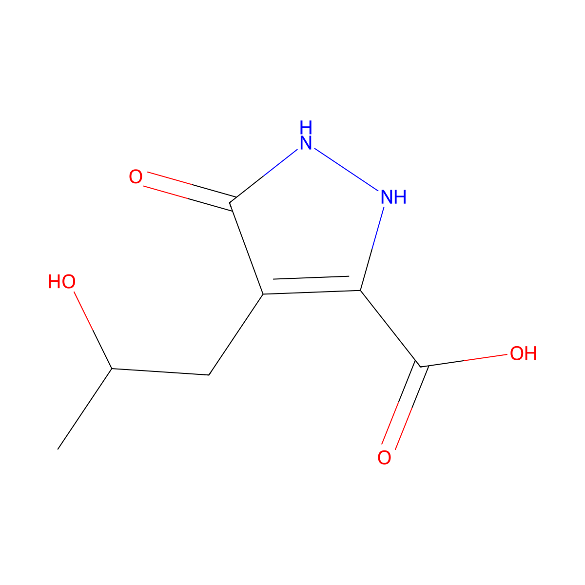4-(2-hydroxypropyl)-5-oxo-2,5-dihydro-1H-pyrazole-3-carboxylic acid molecular structure, CAS 1049030-19-4