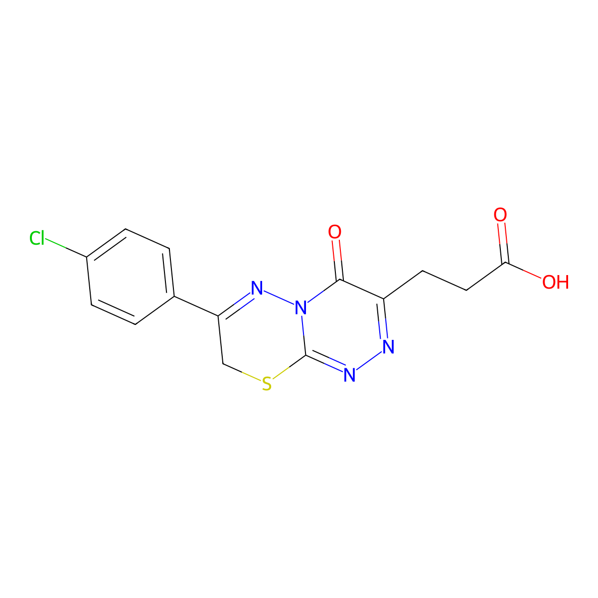 3-[7-(4-chlorophenyl)-4-oxo-4H,8H-[1,2,4]triazino[3,4-b][1,3,4]thiadiazin-3-yl]propanoic acid molecular structure, CAS 1049030-39-8