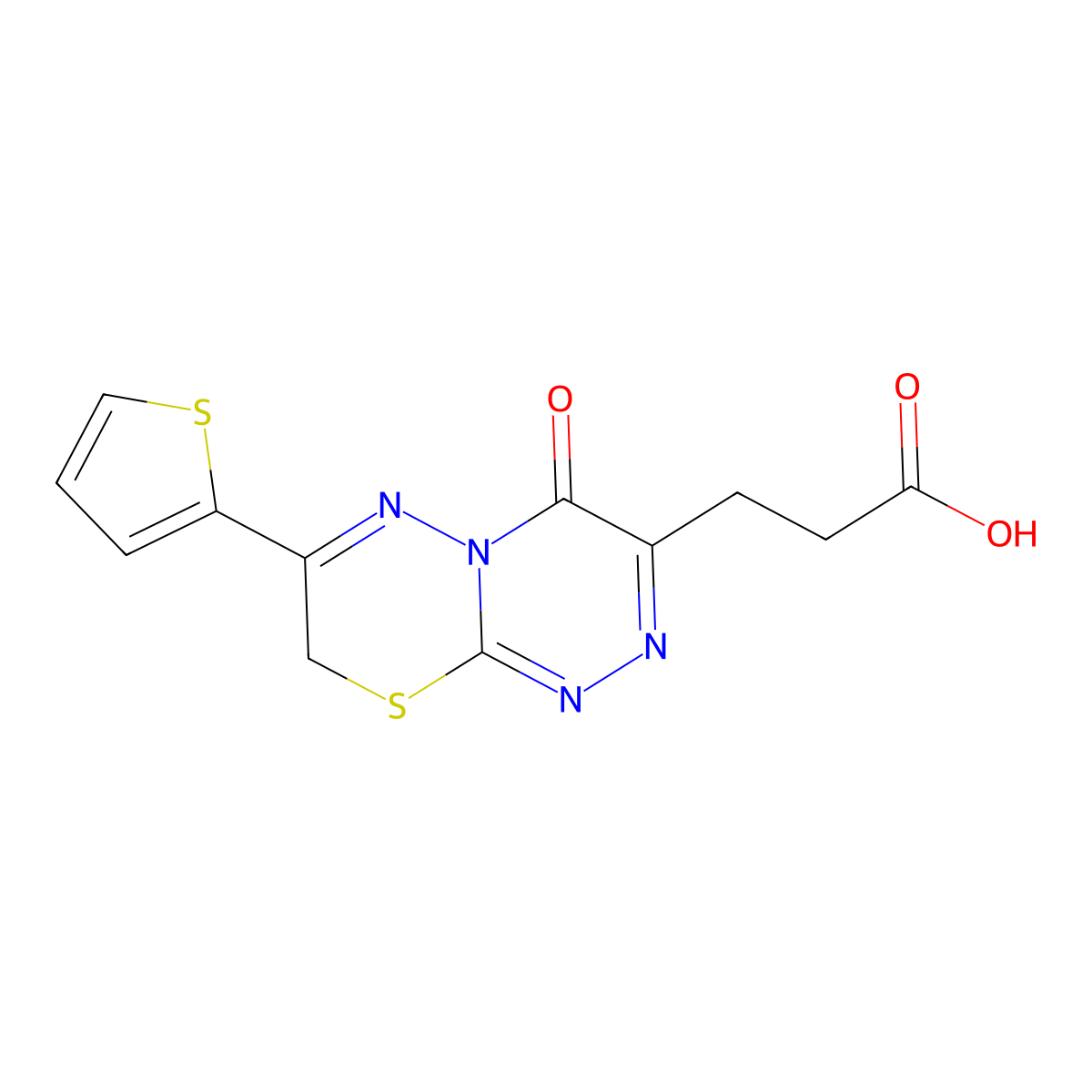 3-[4-oxo-7-(thiophen-2-yl)-4H,8H-[1,2,4]triazino[3,4-b][1,3,4]thiadiazin-3-yl]propanoicacid molecular structure, CAS 1049030-40-1