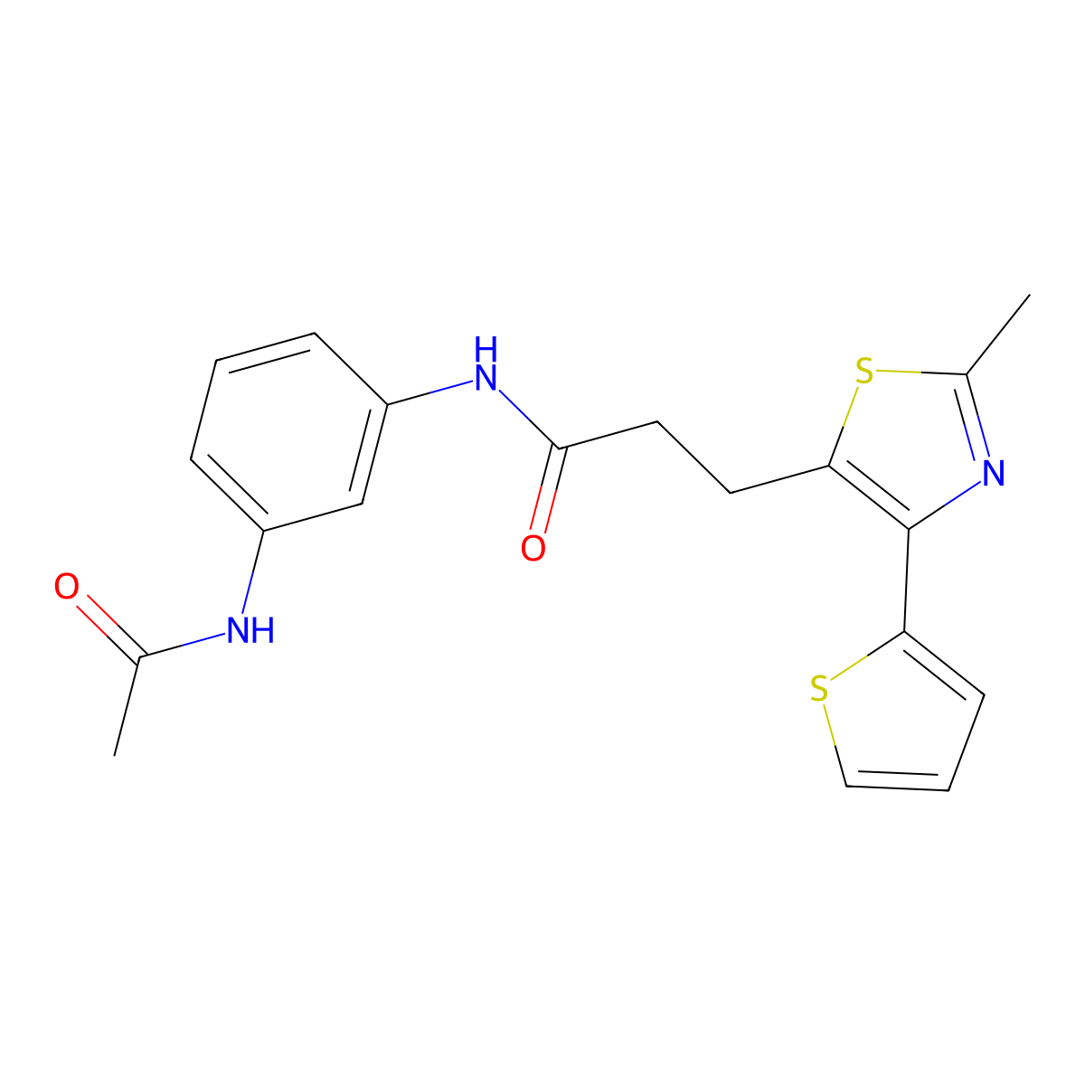 N-(3-acetamidophenyl)-3-(2-methyl-4-(thiophen-2-yl)thiazol-5-yl)propanamide molecular structure, CAS 1049030-49-0