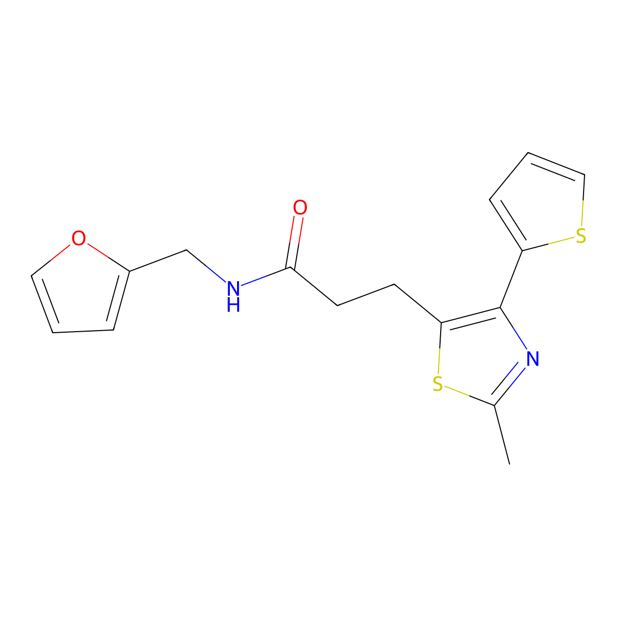 N-(furan-2-ylmethyl)-3-(2-methyl-4-(thiophen-2-yl)thiazol-5-yl)propanamide molecular structure, CAS 1049030-60-5