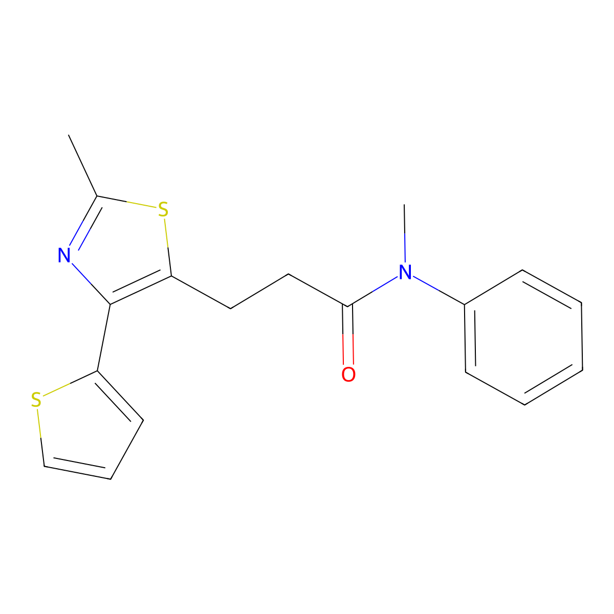 N-methyl-3-(2-methyl-4-(thiophen-2-yl)thiazol-5-yl)-N-phenylpropanamide molecular structure, CAS 1049030-61-6