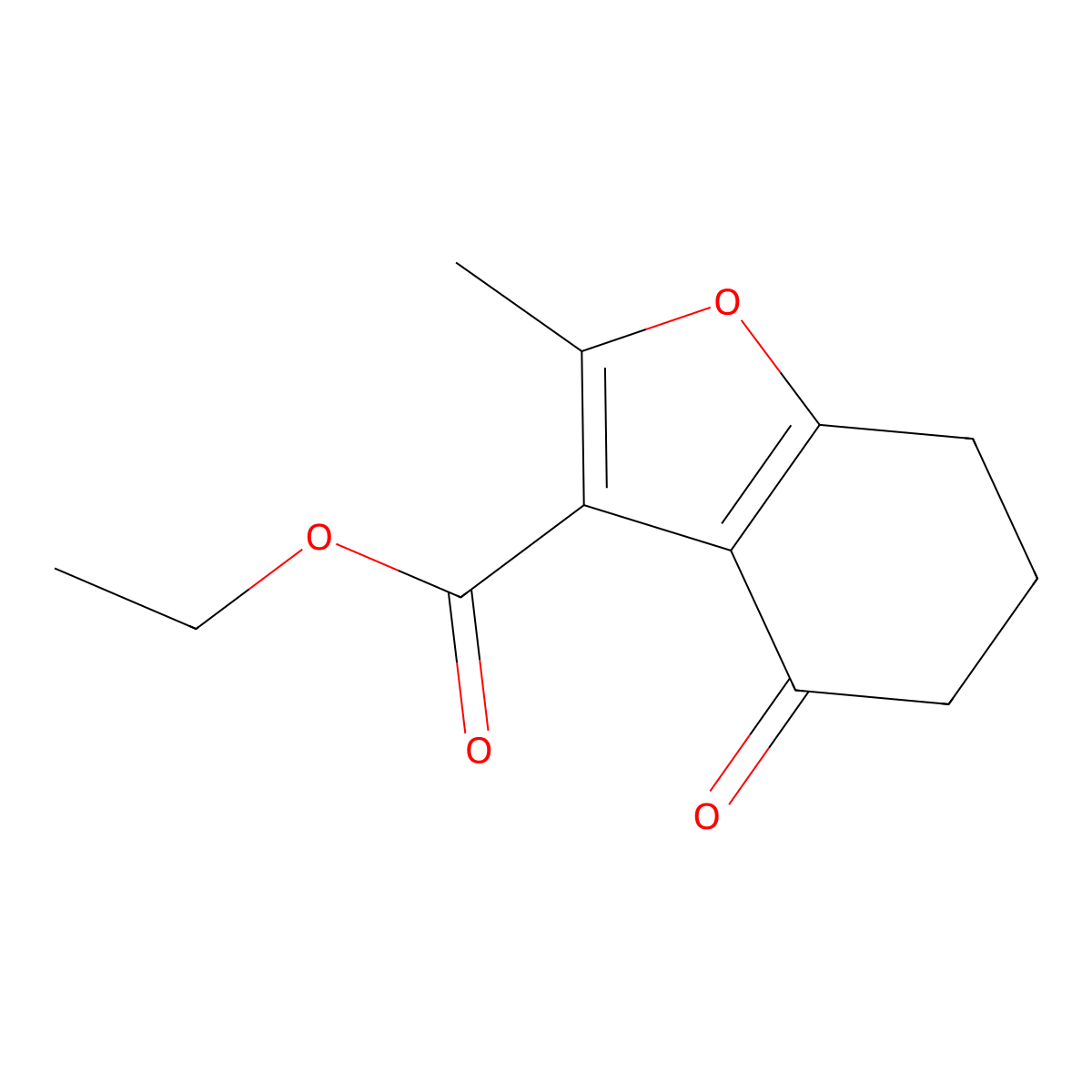 Ethyl 2-methyl-4-oxo-4,5,6,7-tetrahydro-1-benzofuran-3-carboxylate molecular structure, CAS 1049031-60-8