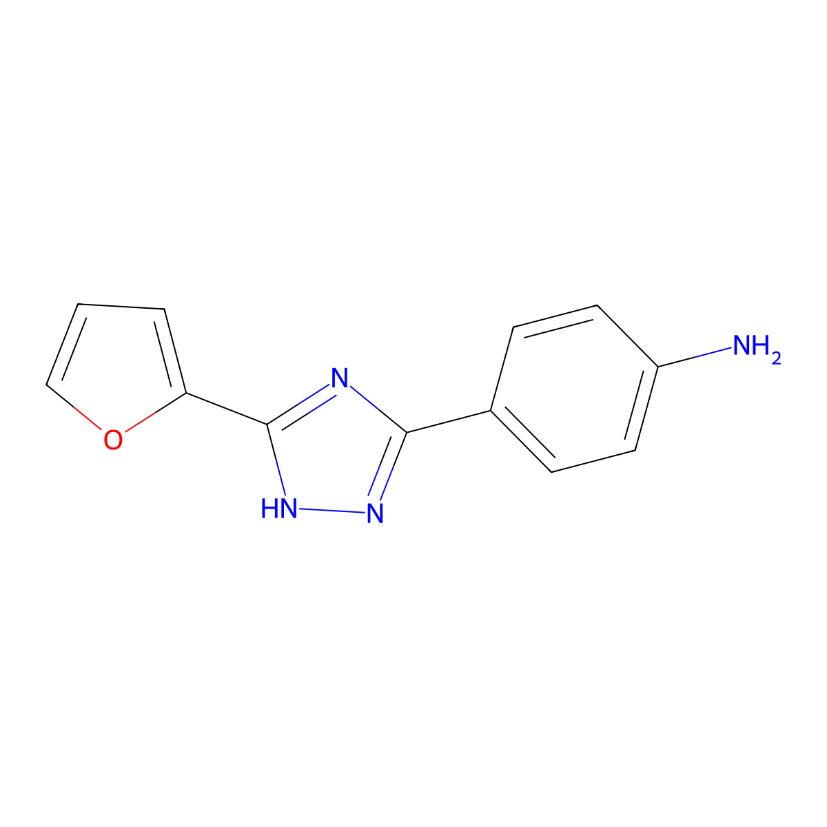 4-[5-(furan-2-yl)-1H-1,2,4-triazol-3-yl]aniline molecular structure, CAS 1049032-01-0